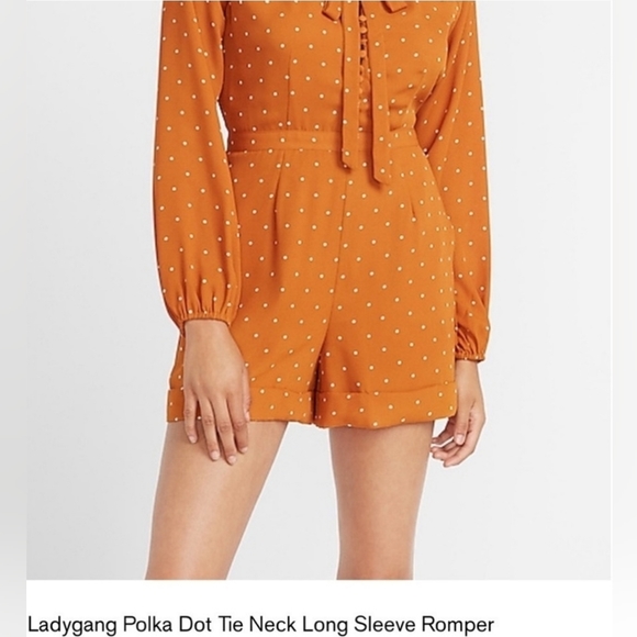 🧡 NWT Express × Ladygang Orange and Polka Dot Romper 🧡 - Picture 3 of 14
